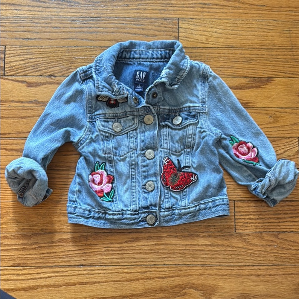 GAP Blue Jean Jacket with sewn patches 3t